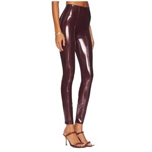 SPANX Patent Faux Leather Leggings in Ruby High Waist Pull On Skinny Small NWT